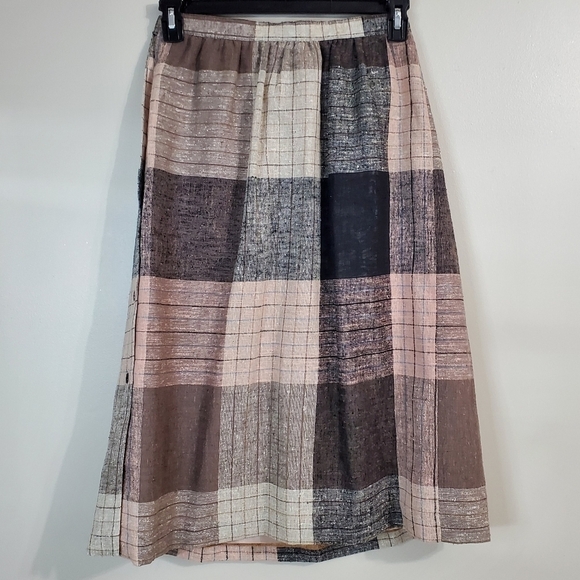 Vintage "Mister Leonard" Preppy Academia Pink Plaid Mid Length Skirt Size 28 - Picture 7 of 12